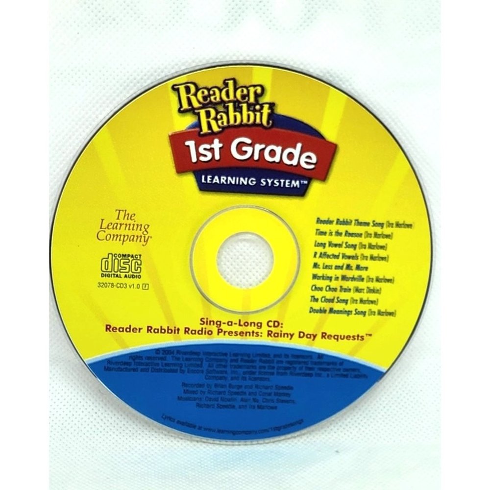 Reader Rabbit 1st Grade Learning System Sing Along CD Children No Scratches